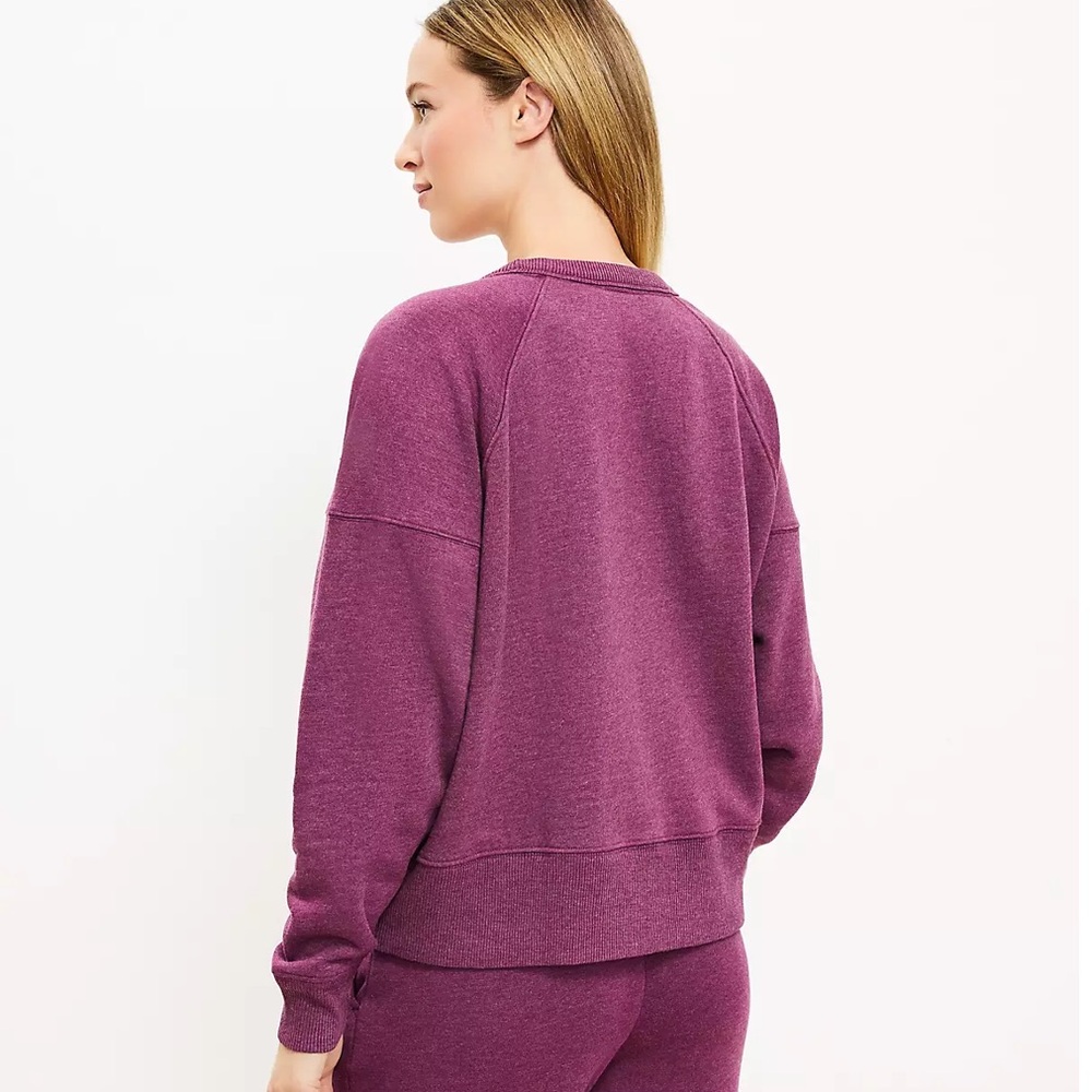 LOFT Lou&Grey West Coast Fluffy Fleece Sweatshirt, Size Medium, Purple Color - Picture 3 of 9